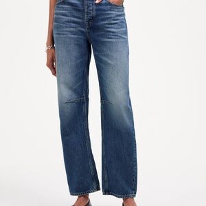 Madewell The Darted Barrel-Leg Jean, Medium Wash, Rigid Denim